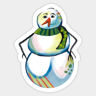 Cubist Style Snowman Sticker